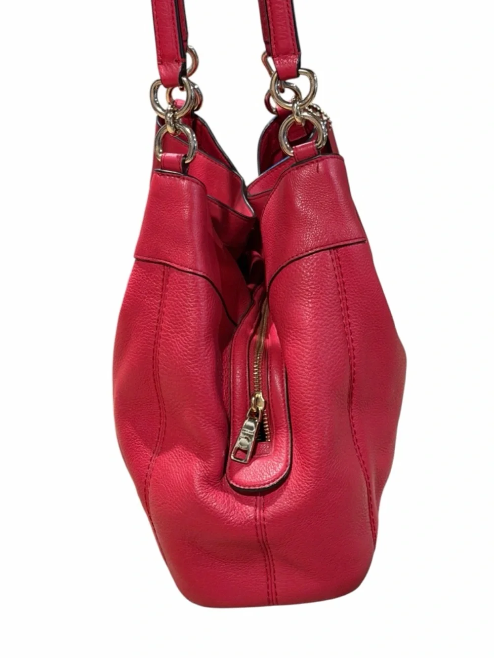 Coach Red Pebble Leather Lexy Shoulder Bag Purse F57545 - Picture 5 of 15